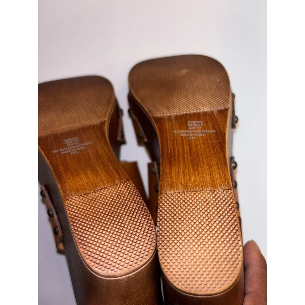 Madden Girl Driiggs Wedge Sandal Women's 8.5 Brown Faux Leather Comfort Open Toe